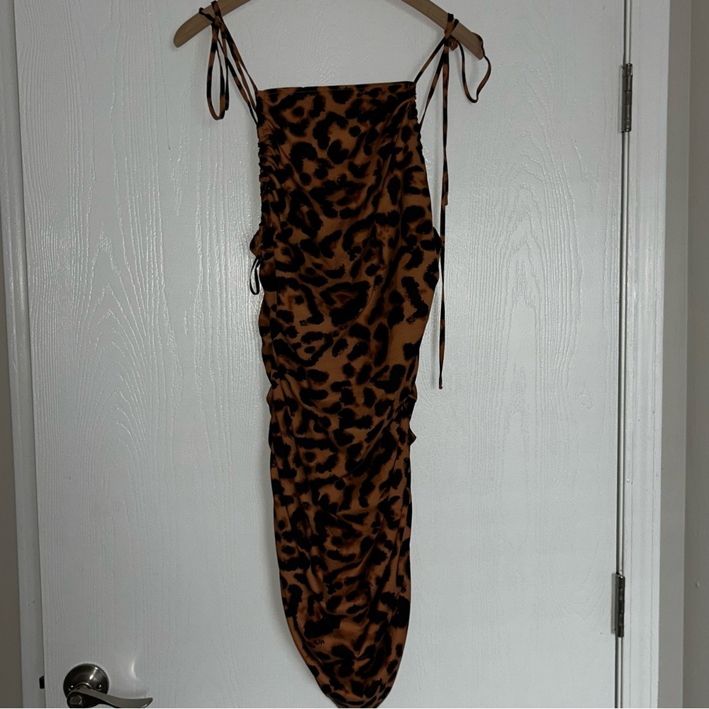 Leopard Print Ruched Dress